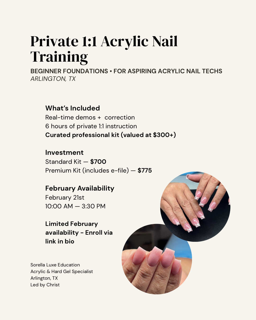 The Beginner Acrylic Nail 1:1 Training