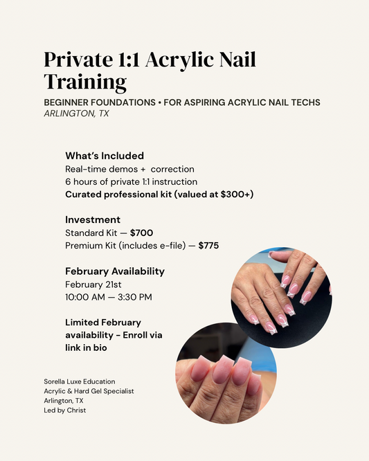 The Beginner Acrylic Nail 1:1 Training